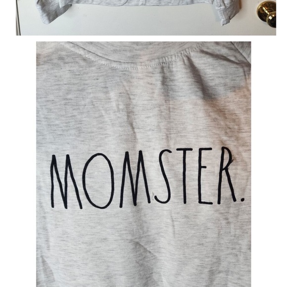 Rae Dunn Momster silky soft sweater with Pumpkin socks NWT Size XL gray color - Picture 4 of 9